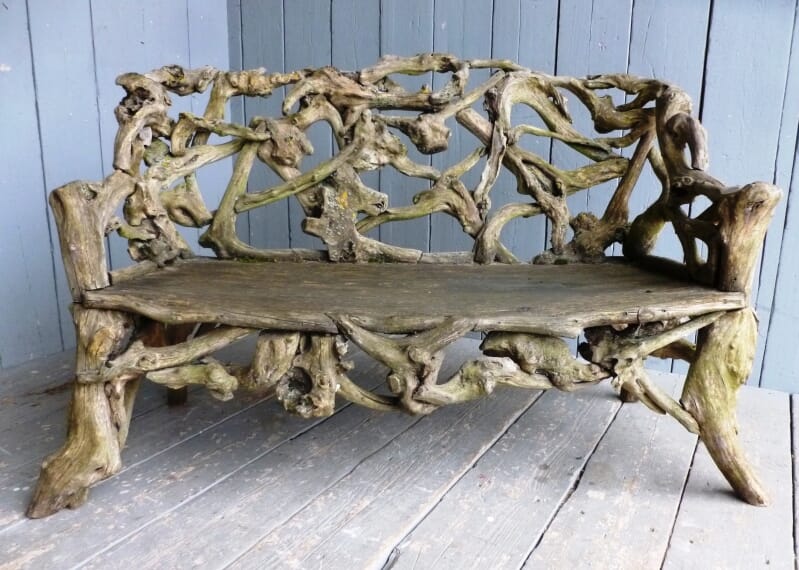 Antique Rustic Wood Seat - 8956