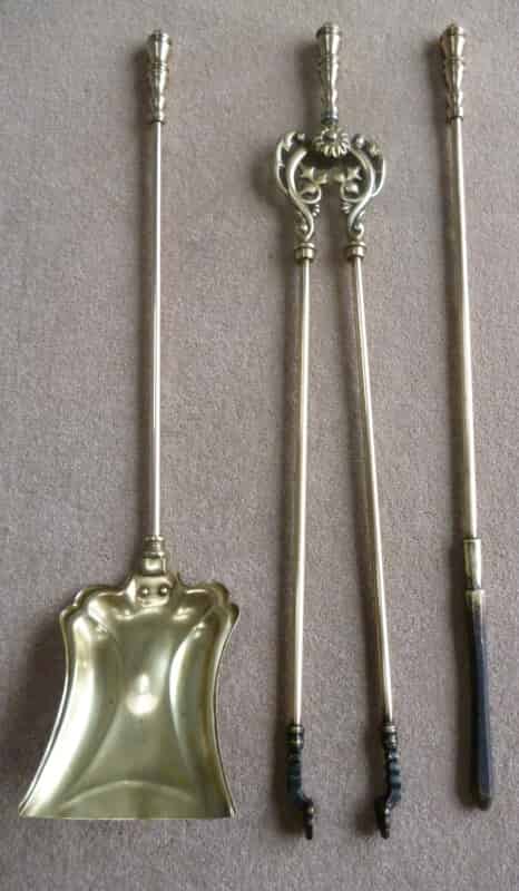 Set of Antique Brass Fireplace Irons