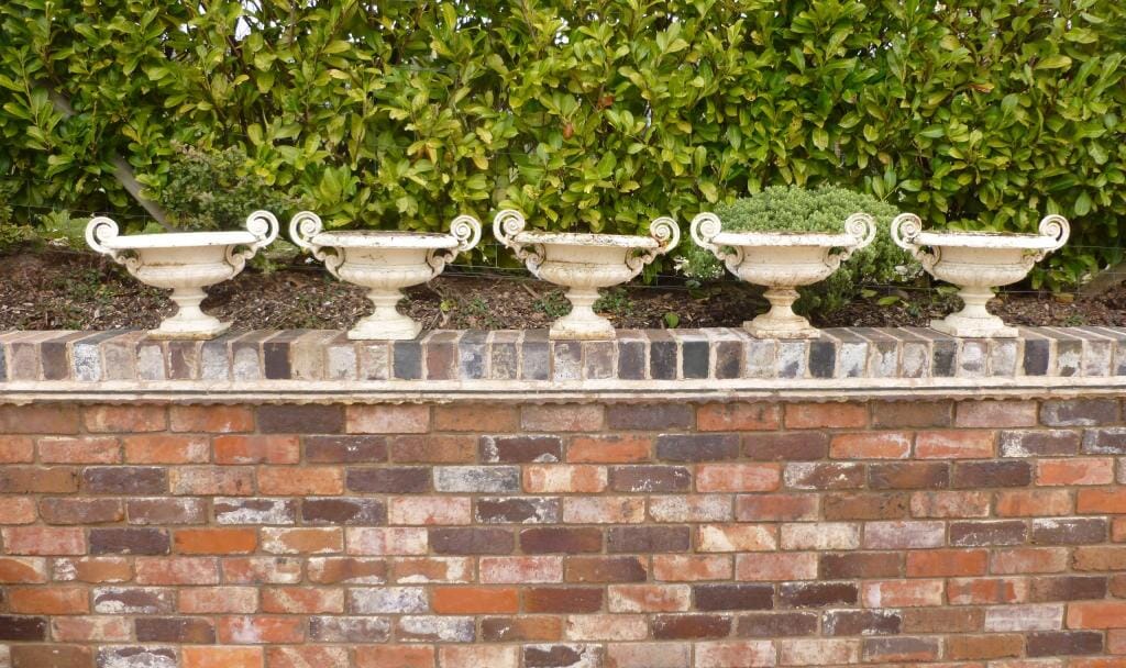 Set of 5 Matching Antique Cast Iron Planters - 6781
