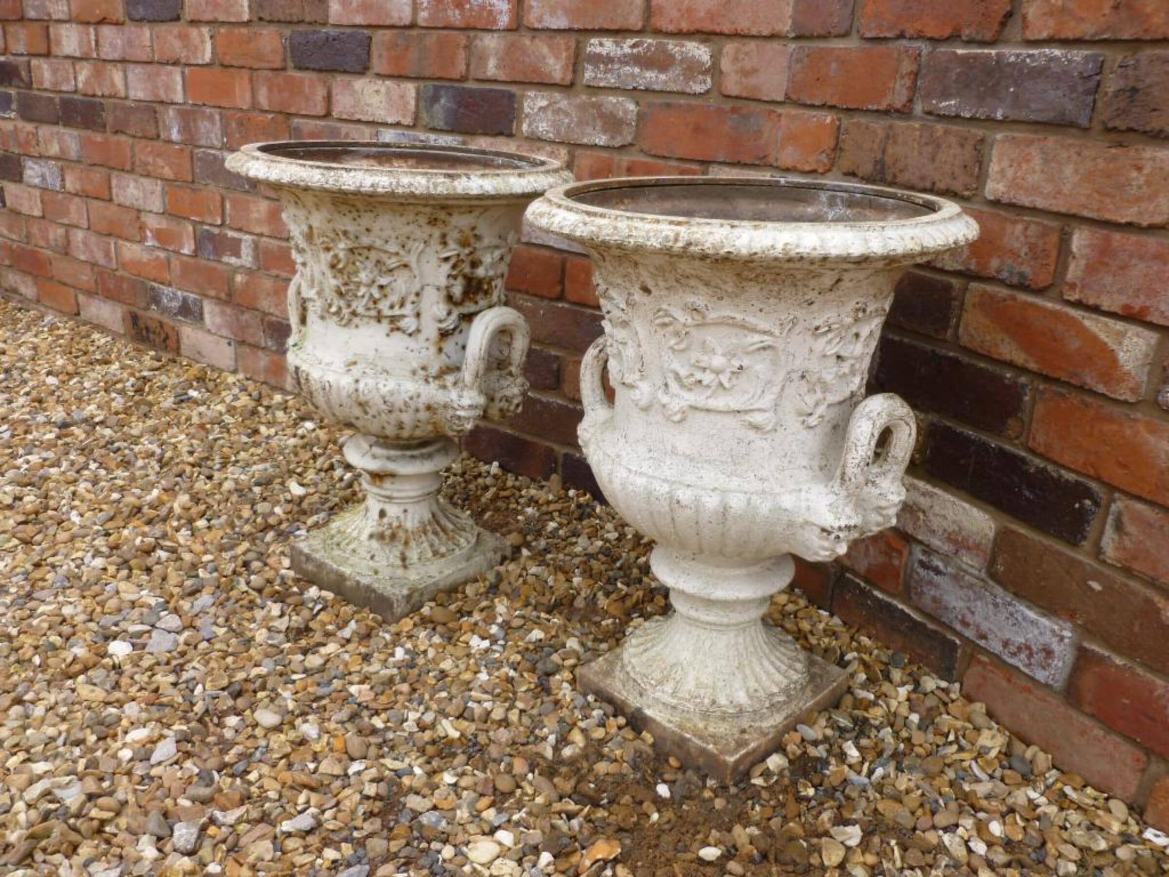 Pair of Antique Cast Iron Planters