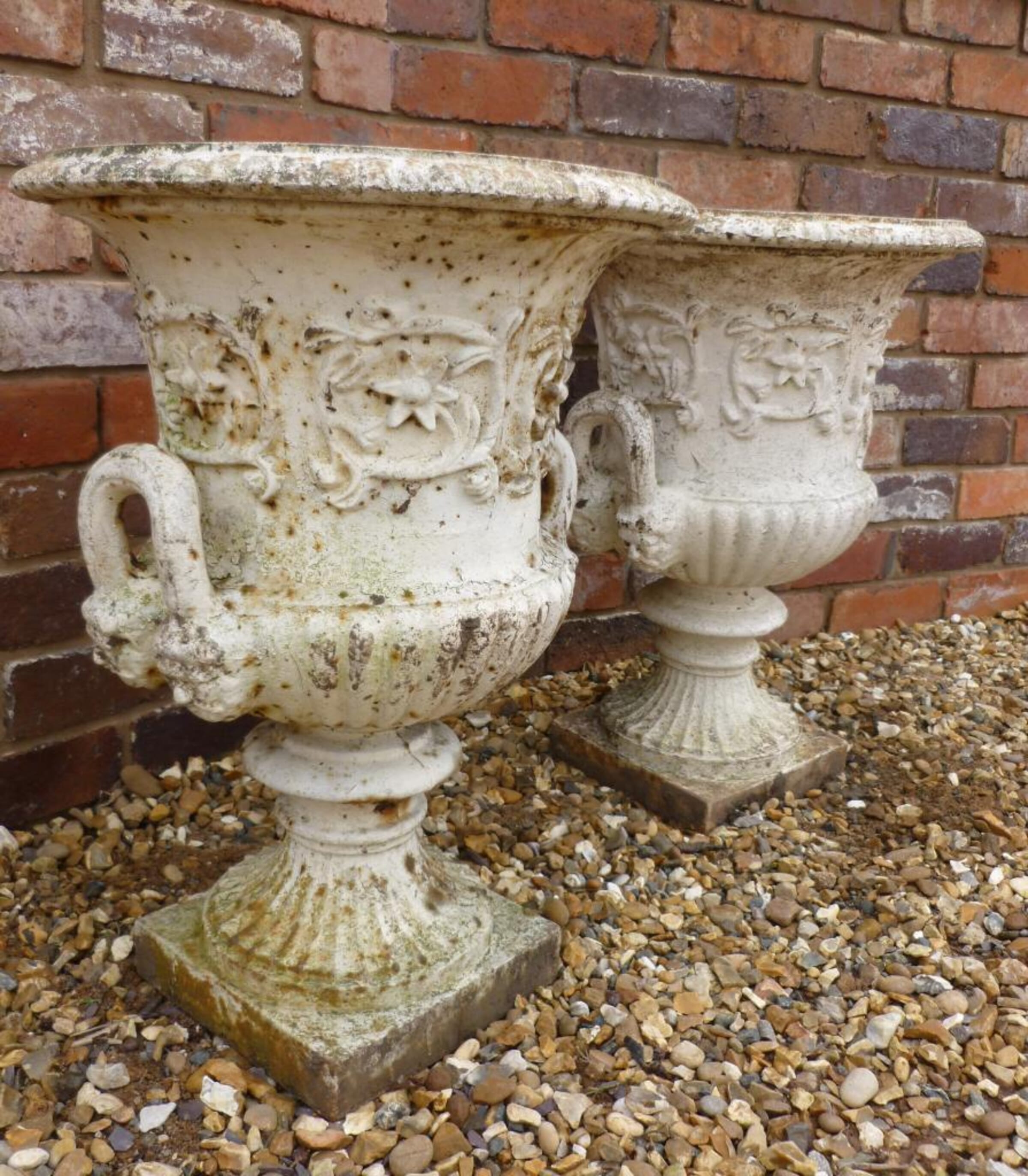 Pair of Antique Cast Iron Planters