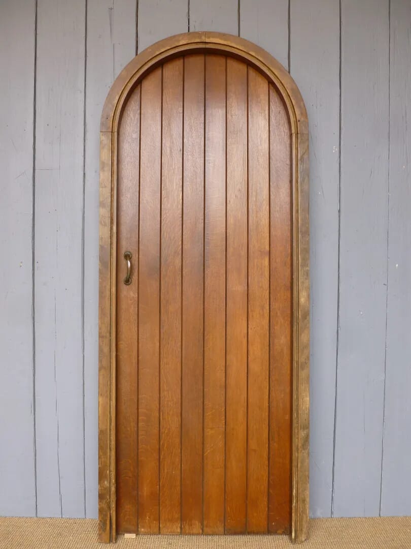 Reclaimed Antique Arched Oak Door with Frame - 6742