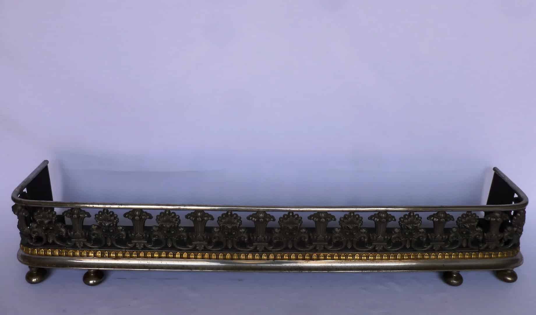 Antique Brass and Iron Fireplace Fender