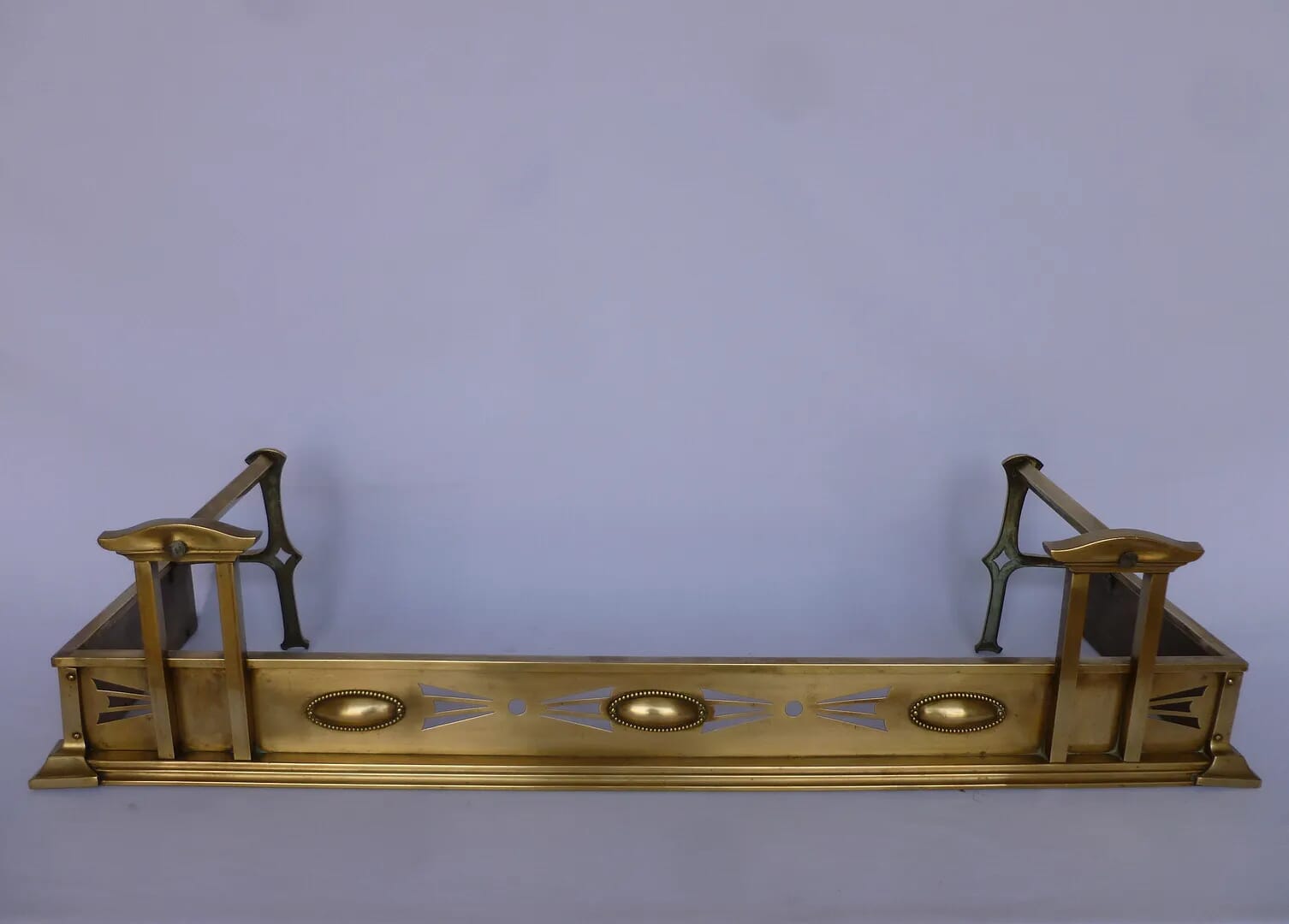 Art Nouveau Brass Fireplace Fender - 6703