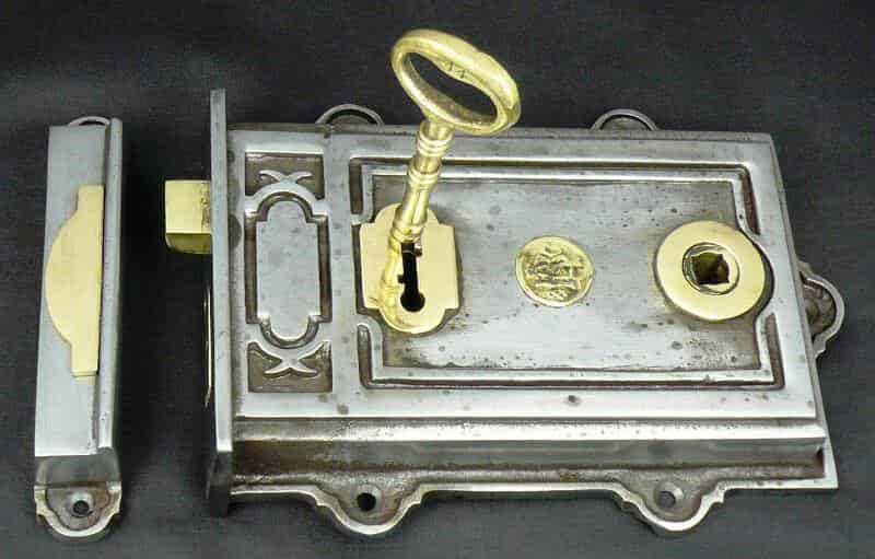 Antique Cast Iron Davenport Rim Lock