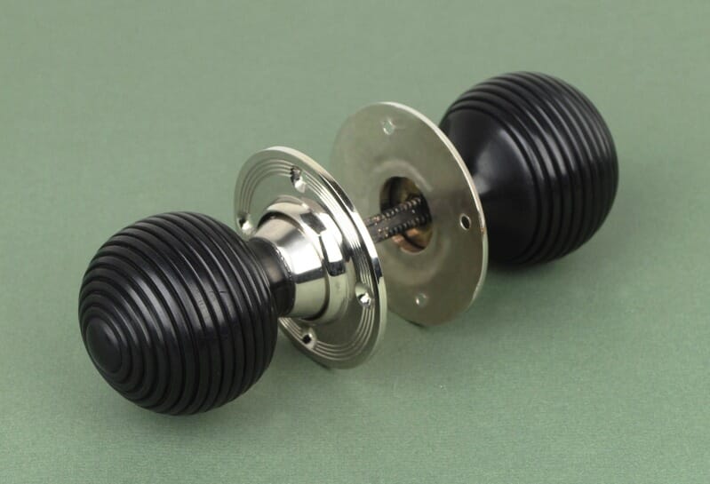 Georgian Door Knobs - Ebonised Reeded (pair)