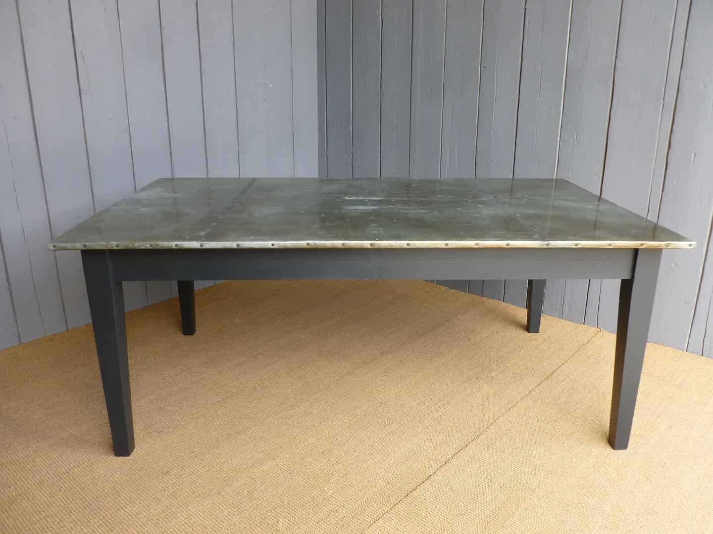 Antiqued Zinc Nail Topped Table Tapered Leg Table with Nail Detail to Top<br>We can make you a Table to your bespoke sizes