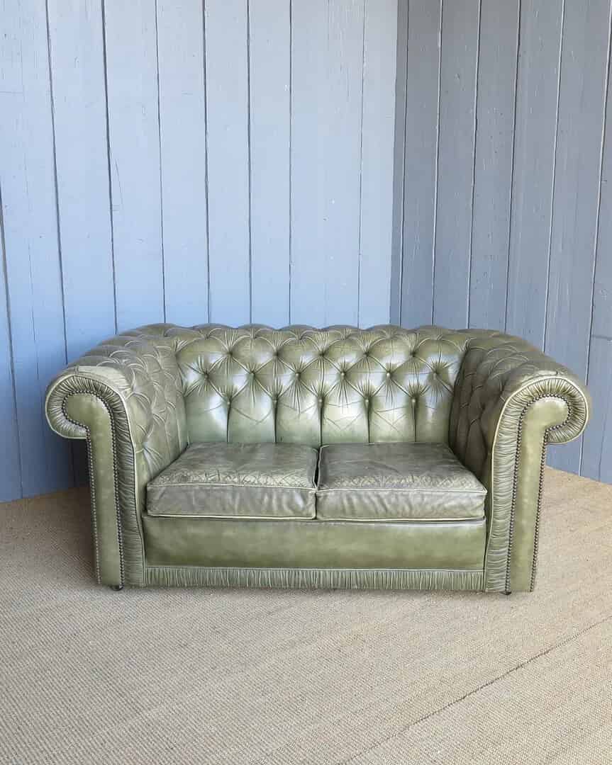Antique Leather Chesterfield 2 Seater Settee