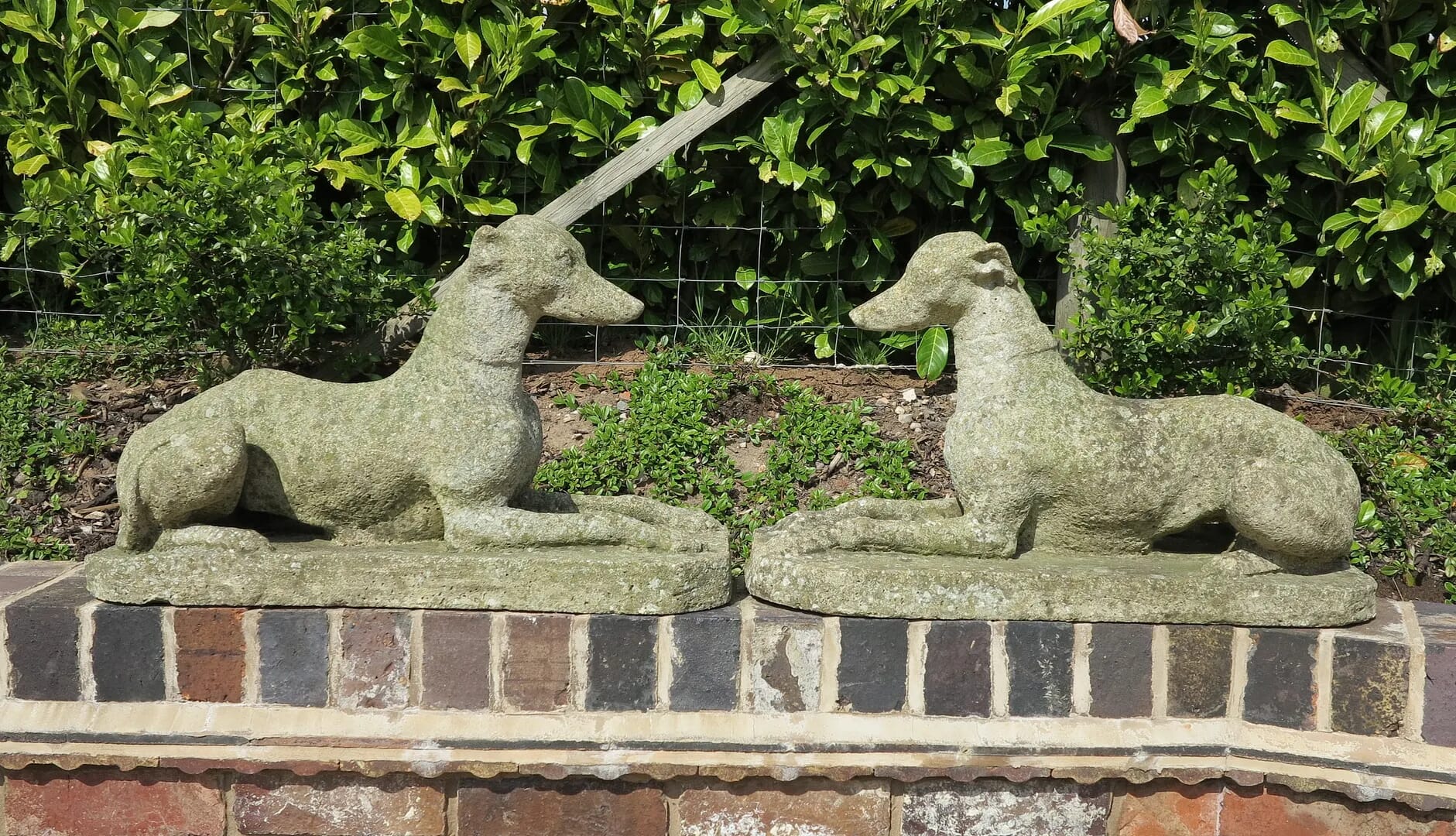 Pair of Reconstituted Stone Whippets - 6854