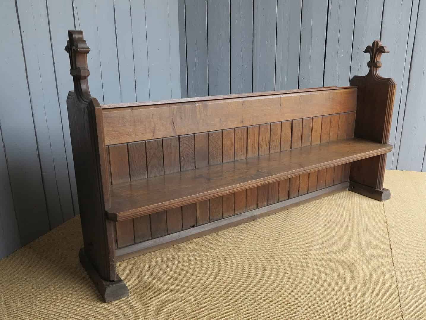 Antique Solid Oak Church Pew - Circa 1870