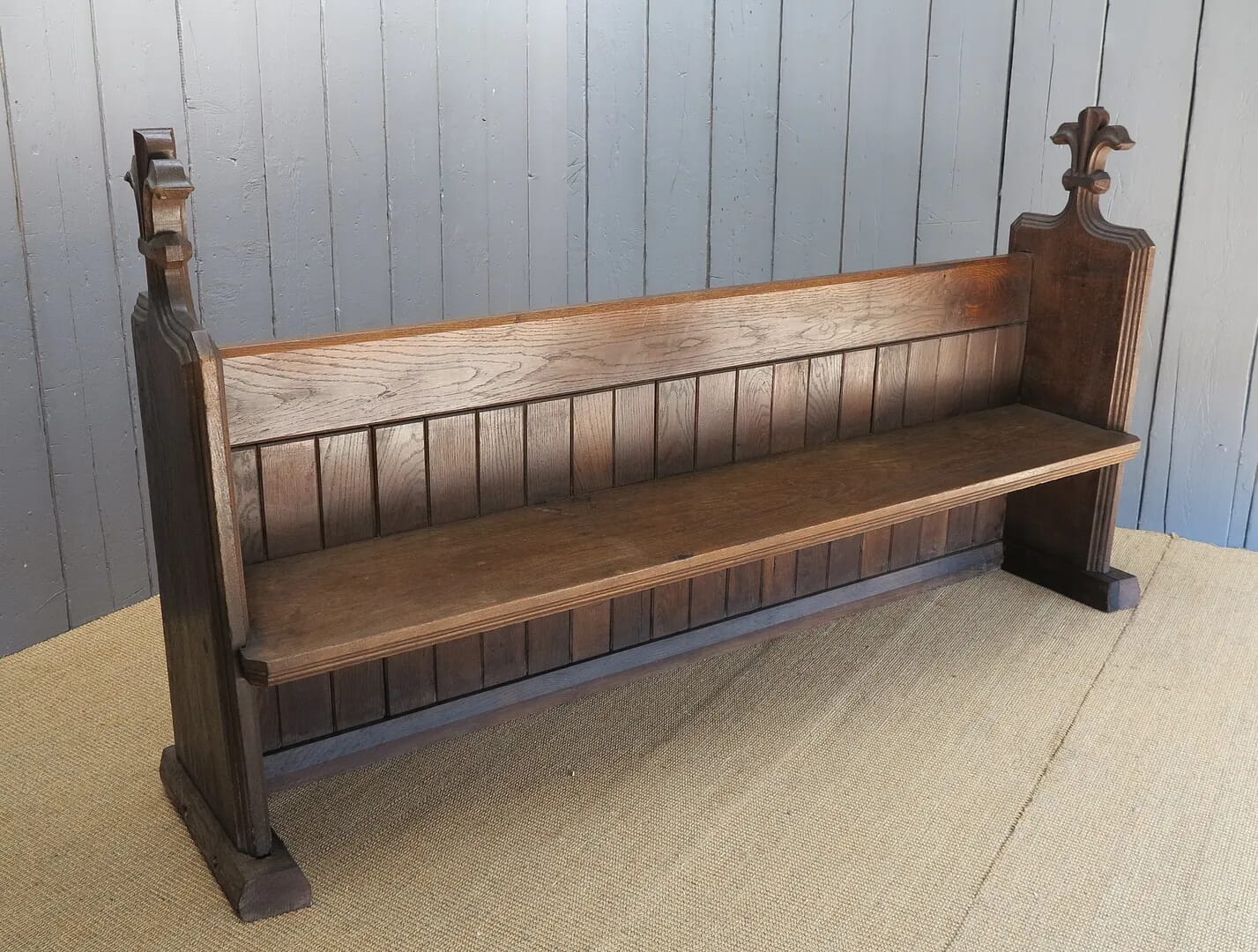 Antique Large Reclaimed Solid Oak Church Pew - 6843