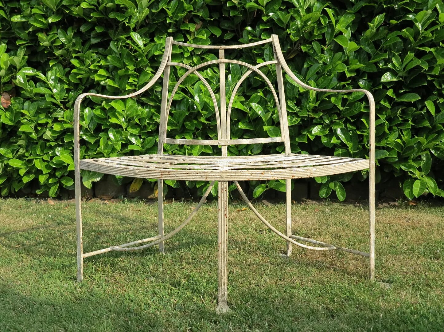 Antique Regency Wrought Iron Curved Garden Seat  - 6198