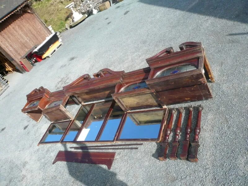 Original Edwardian Solid Mahogany Mirrored Bar Back 4.9m Long - 3161