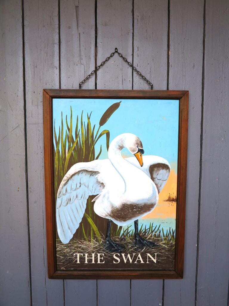 Antique Hanging 2 Sided Swan Sign - 6939