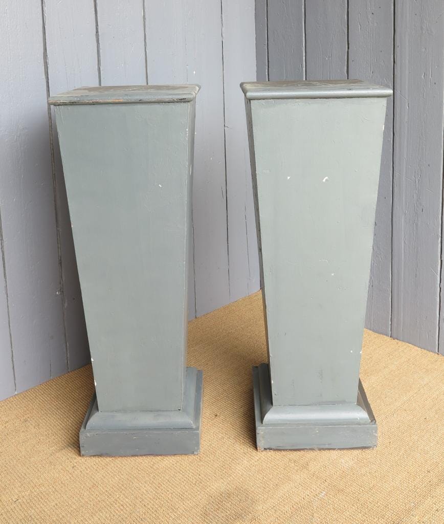 Pair of Grey Antique Wooden Plinths - 6804