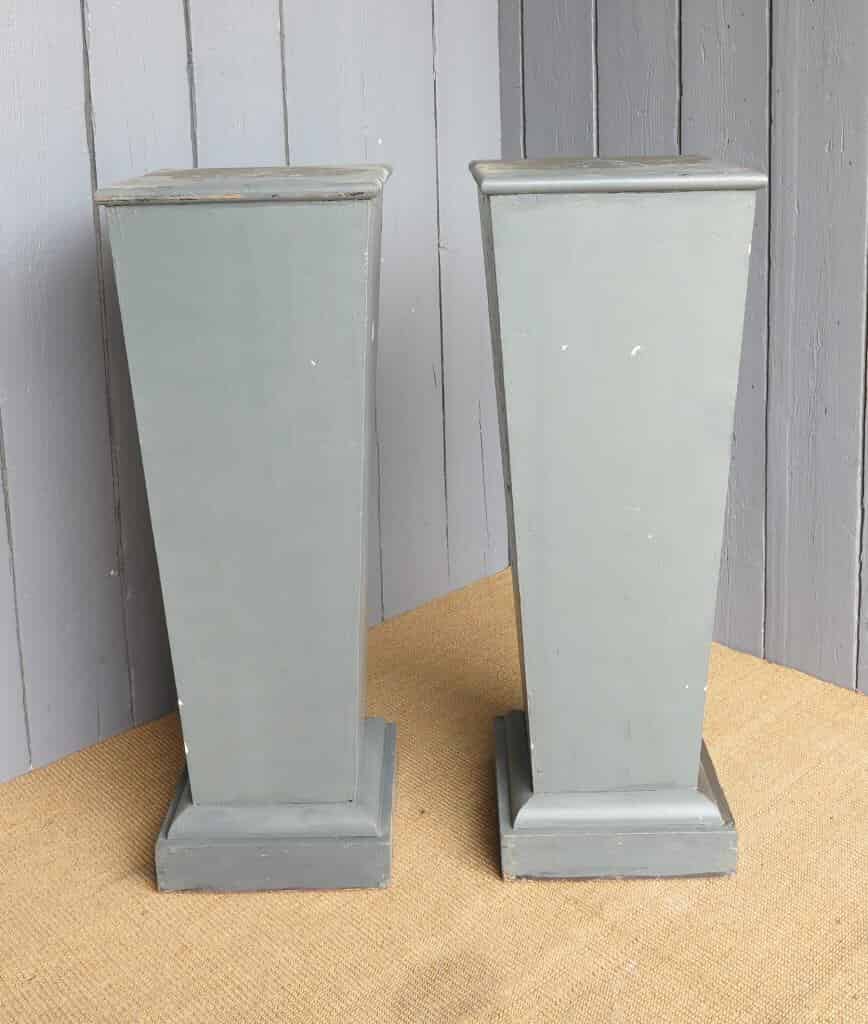 Pair of Antique Grey Wooden Plinths