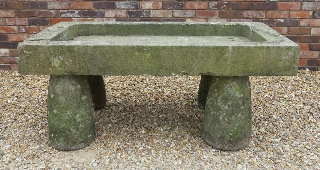 Antique Stone Trough on 4 Stone Staddle Bases - 6933