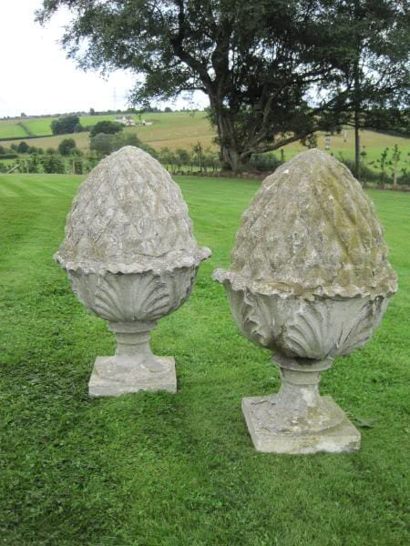 Pair Austin and Seeley composition stone pineapple finials - 4141
