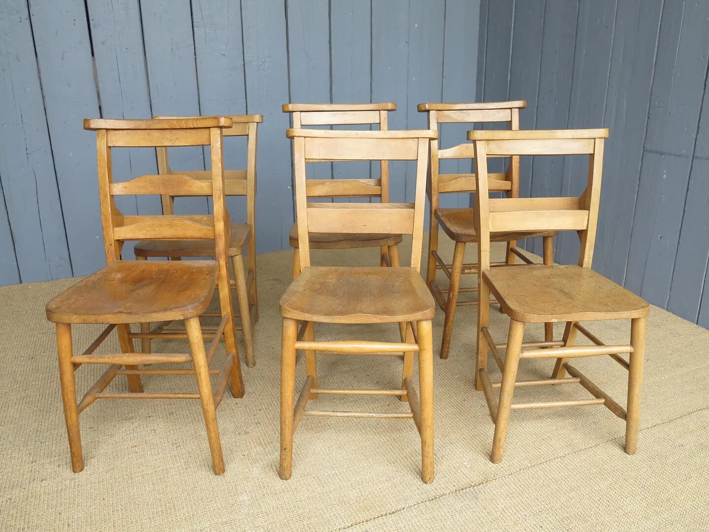 Mixed Set of 6 Antique Church Chairs - Various B