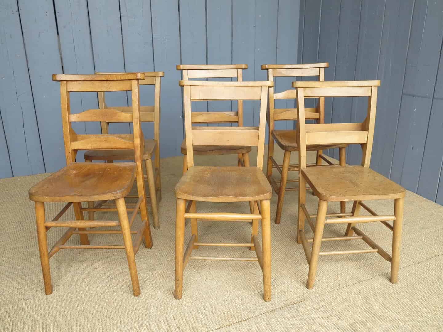 A Mixed Set of 6 Antique Church Chairs