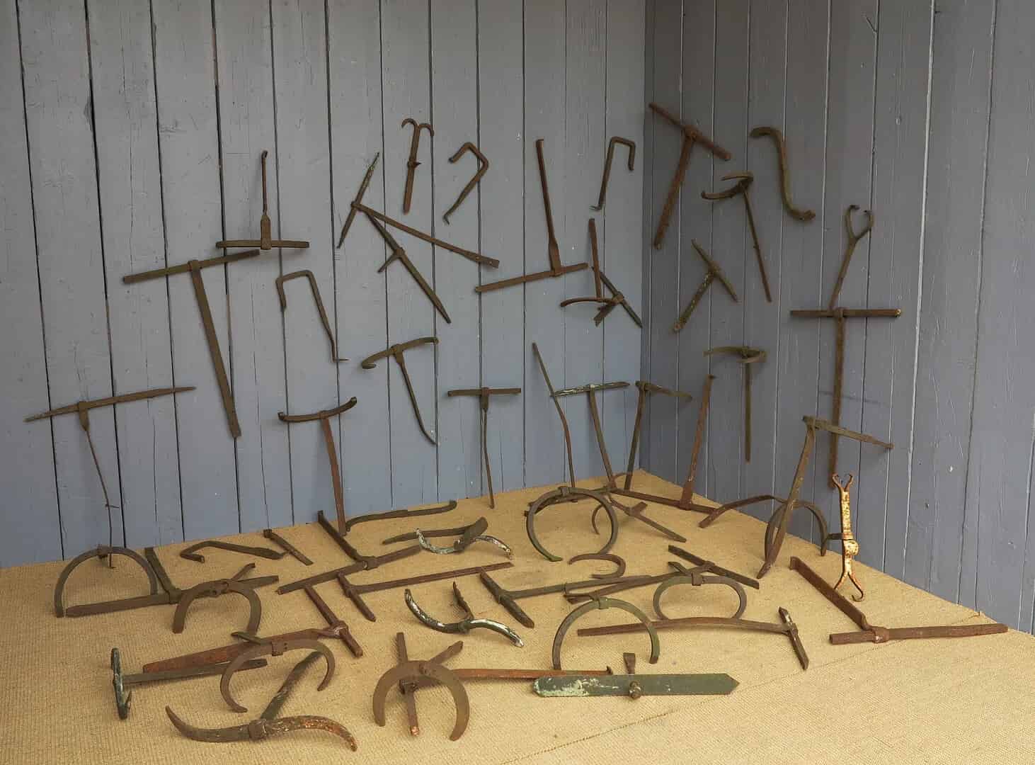 Set of 56 Antique Wrought Iron Building Wall Ties