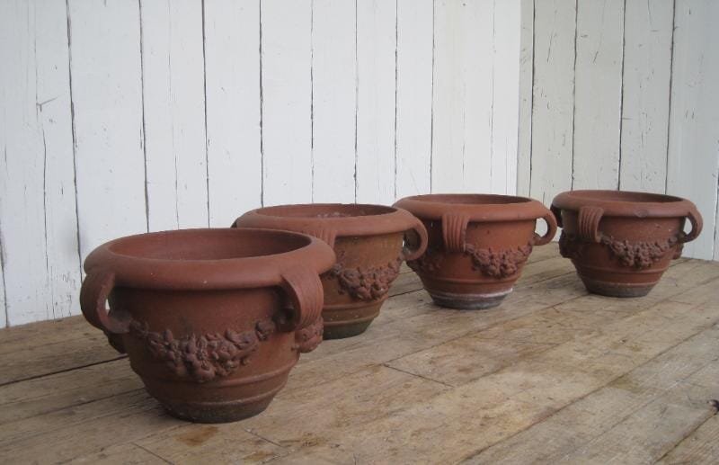 Set of 4 Antique Doulton Terracotta Planters - 5889