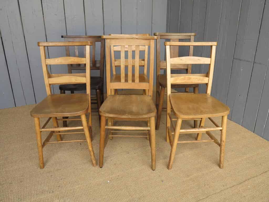 Primary Image - A Mixed Set of 6 Antique Church Chairs