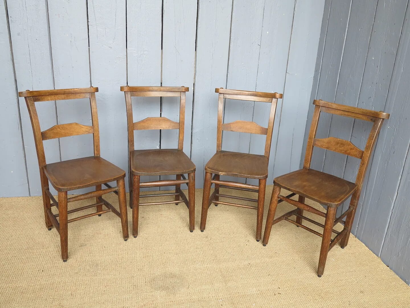 Set of 4 Antique Church or Chapel Chairs - 6974