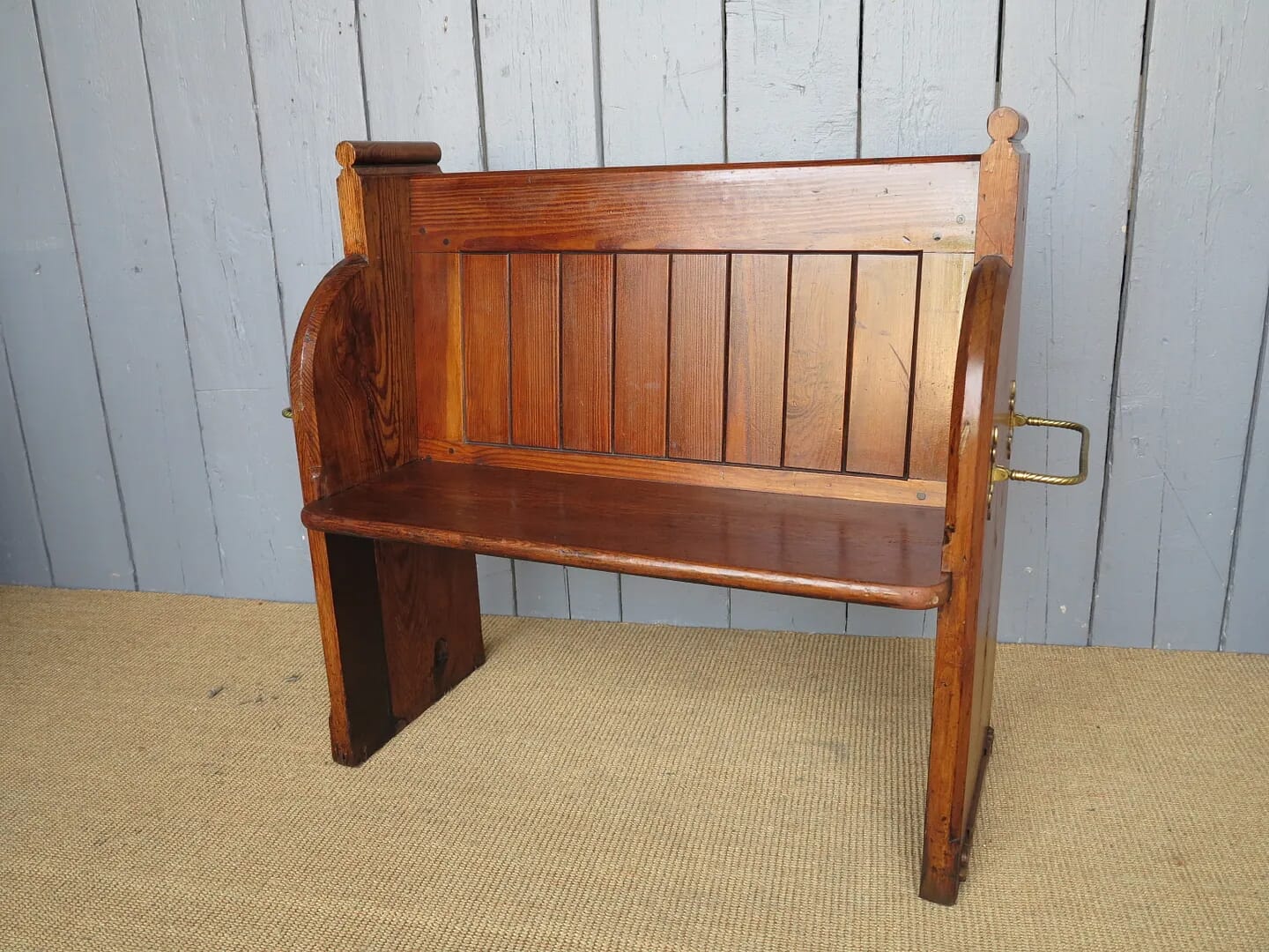 Traditional Pitch Pine Antique Church Pew - 7010