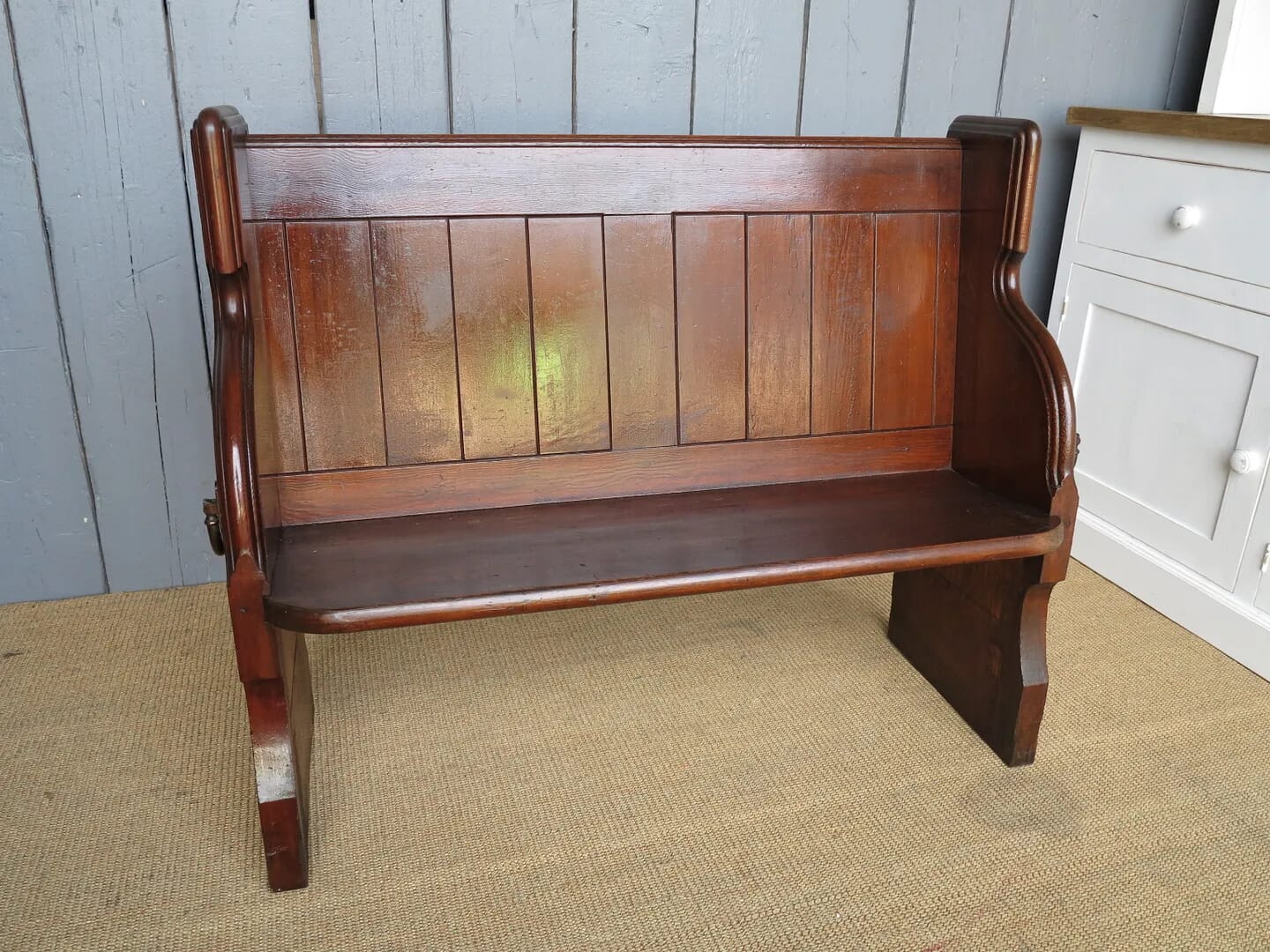 Traditional Antique Solid Pitch Pine Church Pew - 7009