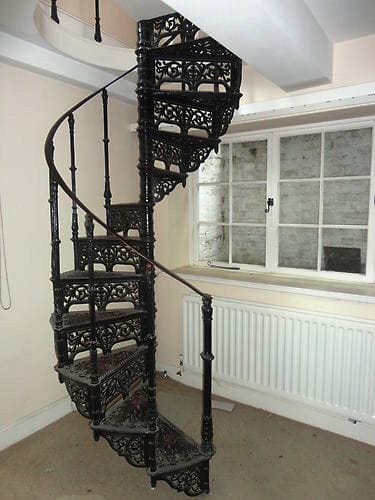 Antique Cast Iron Spiral Staircase & Balcony Set - 6888