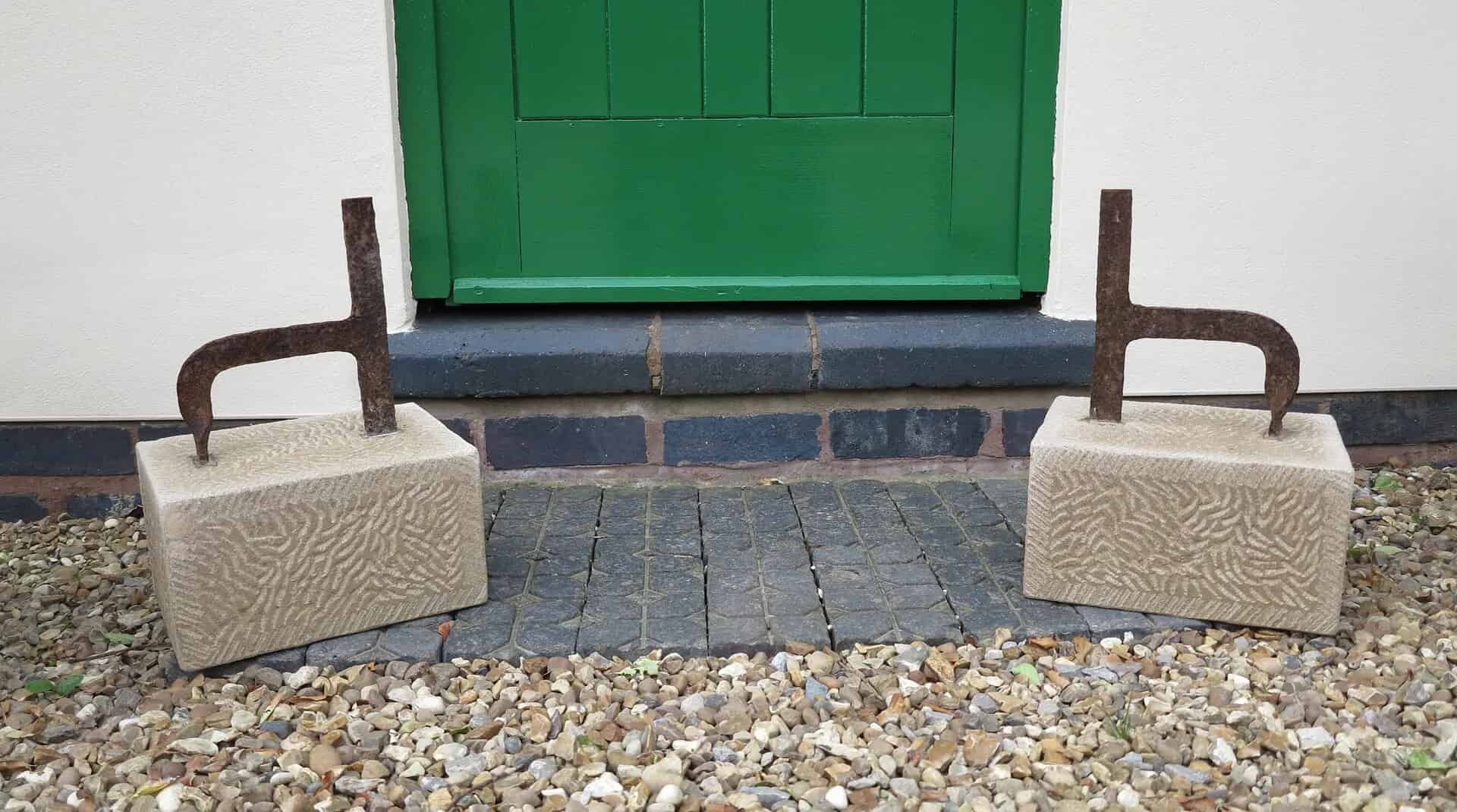 Primary Image - Pair of Wrought Iron Boot Scrapers on Stone Bases