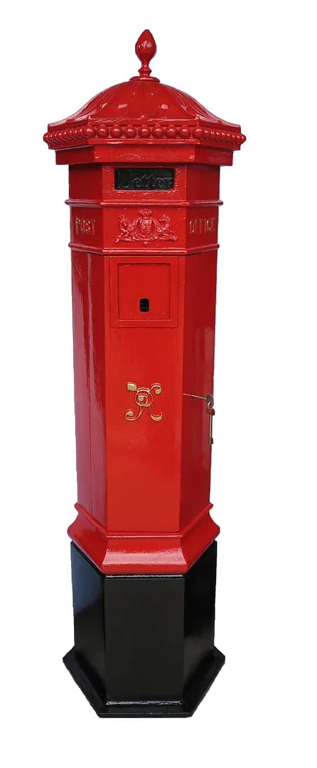 Penfold Cast Iron VR Pillar Box Painted Red - V3180A