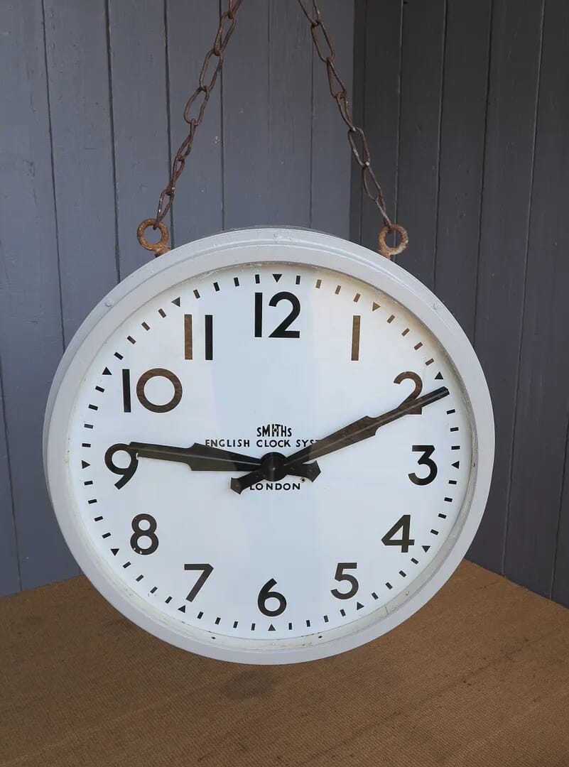 Vintage Double Sided Smiths Platform or Factory Clock - 6879