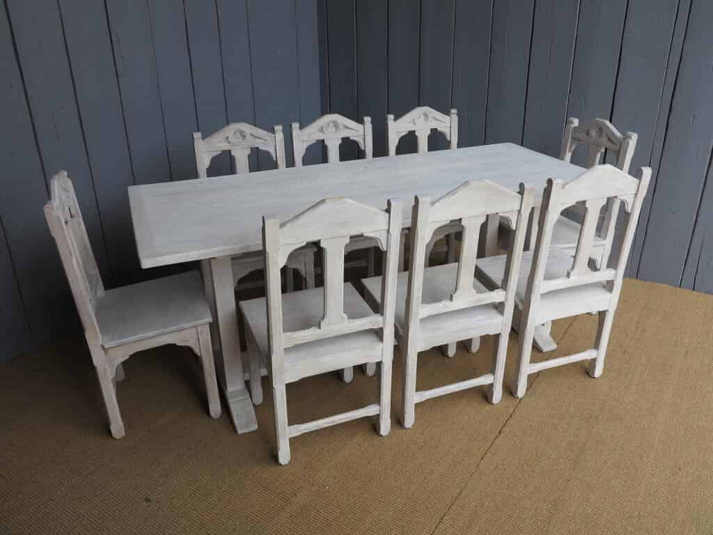 Primary Image - Set of 8 Worcester Cathedral Limed Oak Chairs and Table