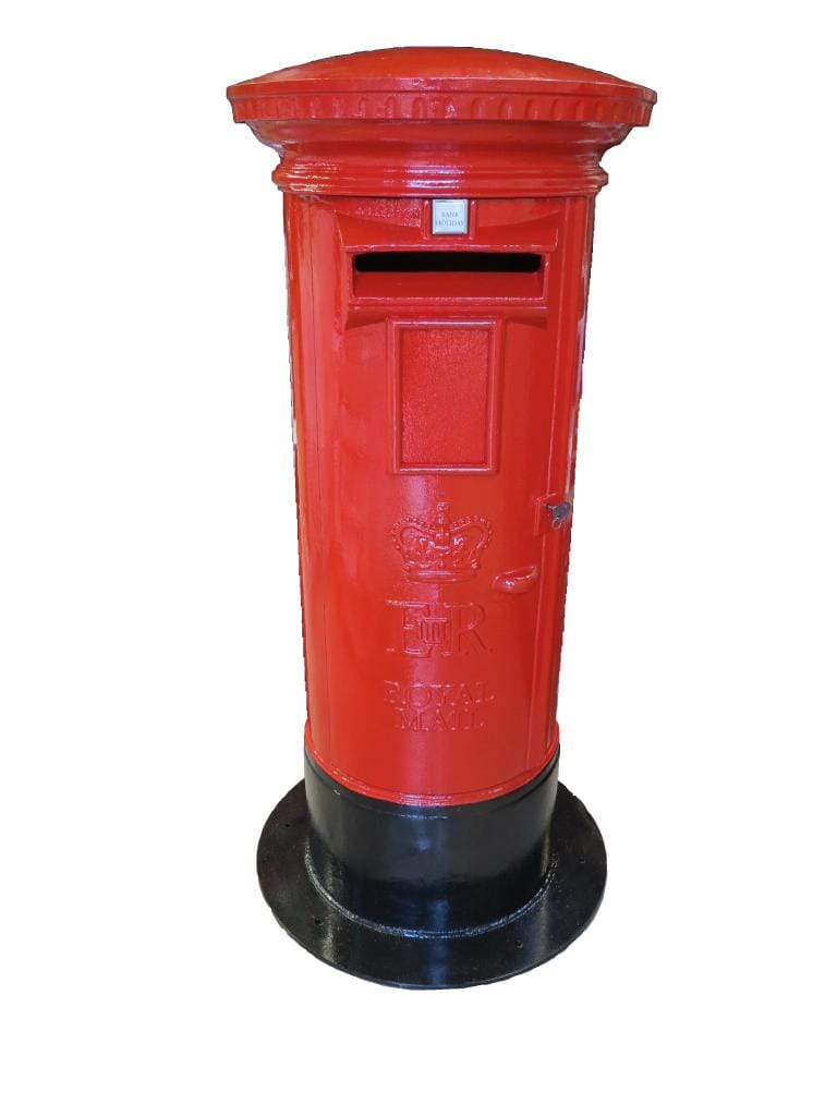 Original Royal Mail ER Cast Iron Floor Mounted Pillar Box  - v2517