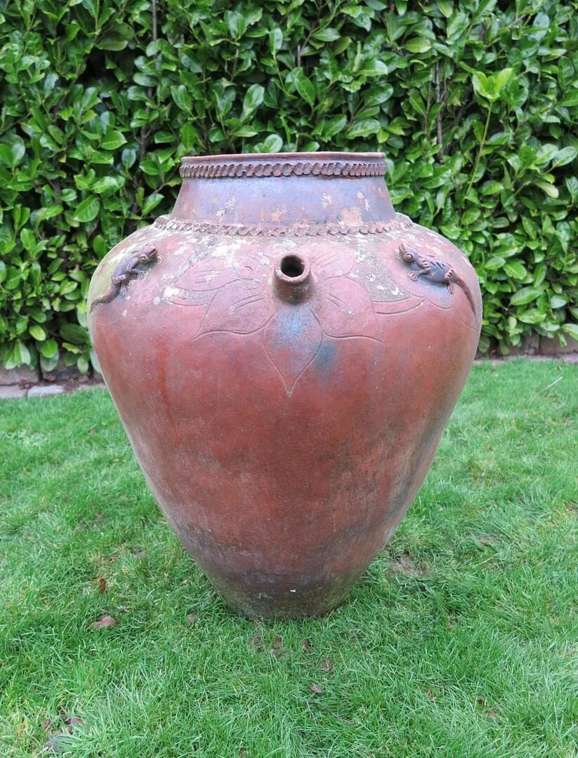 A Teracotta Garden Planter Decorated with Chameleons - 4835
