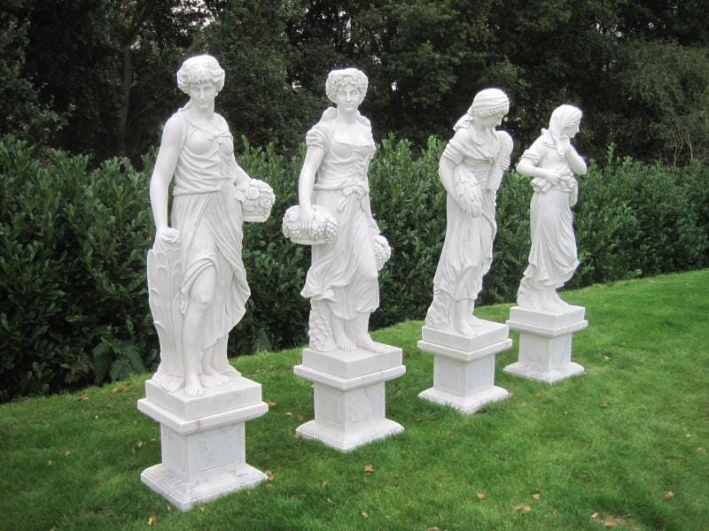 A Set of 4 Marble Statues on Plinths - m5001