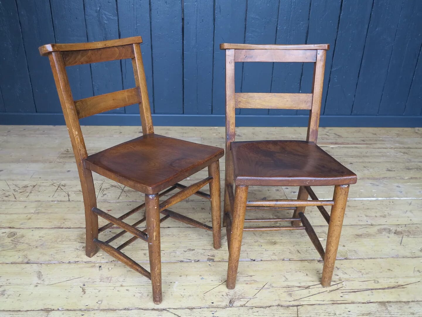 Pair of Antique Victorian Church Chairs - 7128