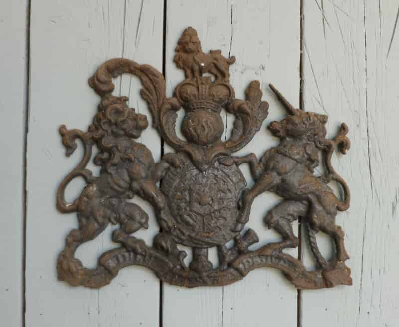 Original Antique Cast Iron Coat Of Arms