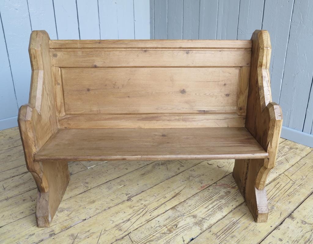 Stripped Pitch Pine Antique Church Pew - 7145
