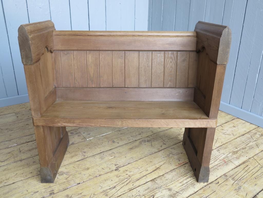 Antique Stripped Pitch Pine Church Pew - 7148