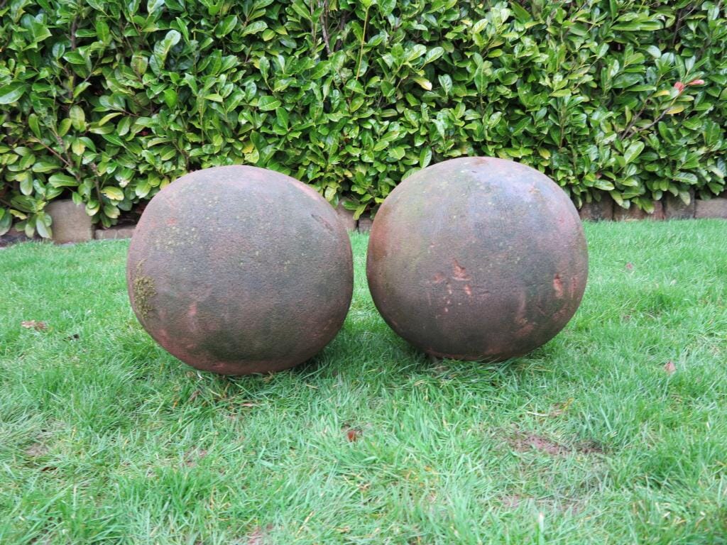 Large Pair of Reconstituted Stone Ball Finials - 7160