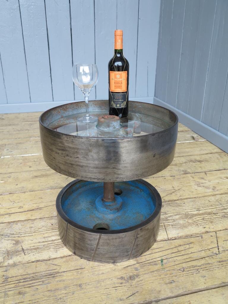 Vintage Industrial Cast Iron and Glass Coffee Table - 7178