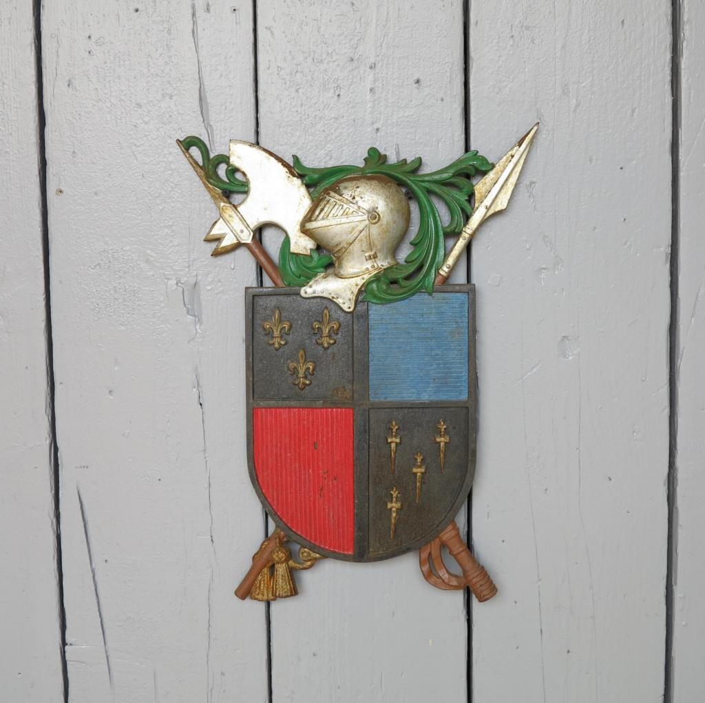 Original Antique Cast Iron Coat Of Arms - 7203