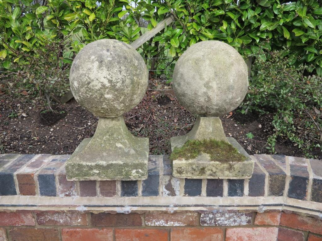 Pair of Ball Pier Cappings made from Reconstituted Stone - 7196