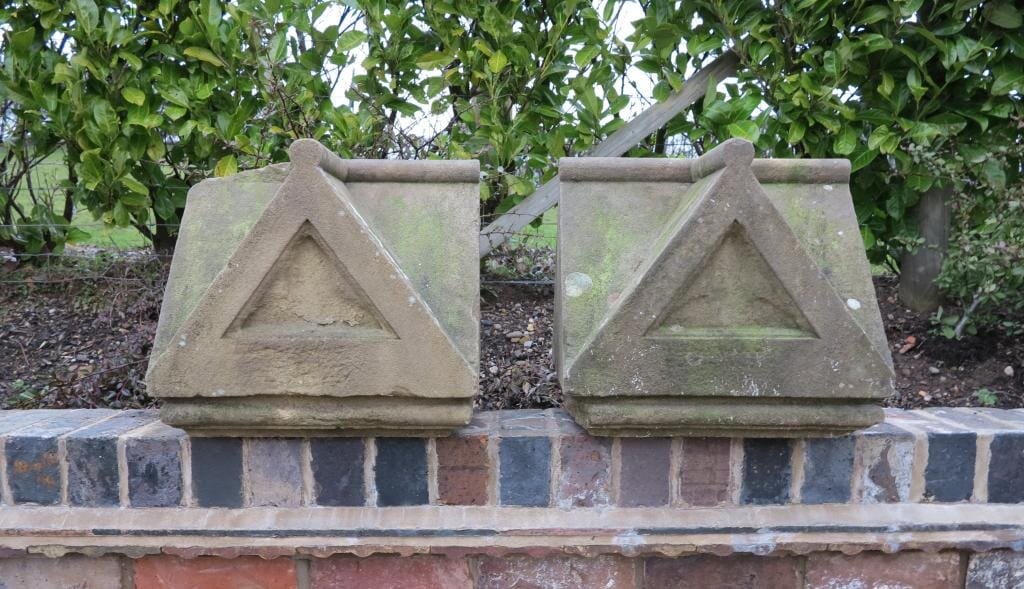 Fabulous Pair of Hand Carved Victorian Stone Pier Finial Cappings - 7197