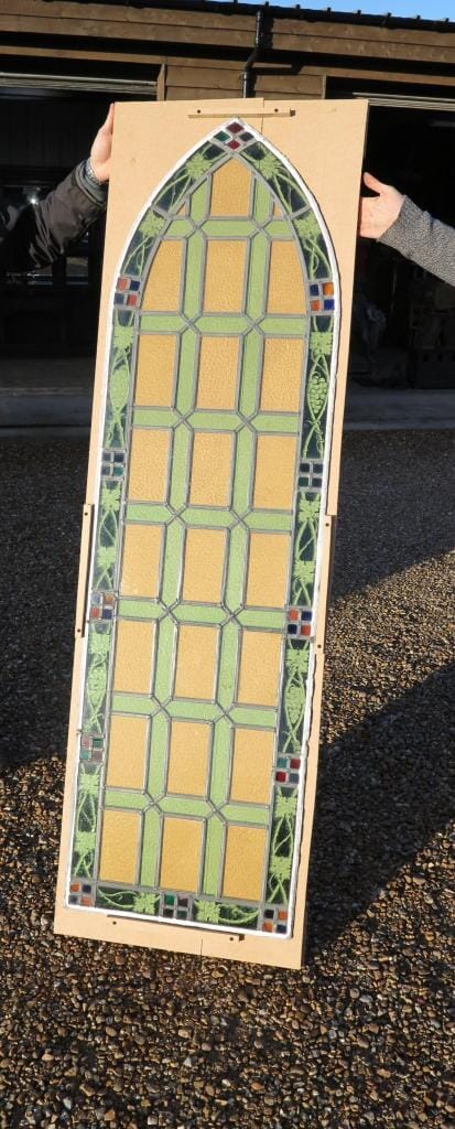 Victorian Gothic Arched Stained Glass - Circa 1880 - 7189B