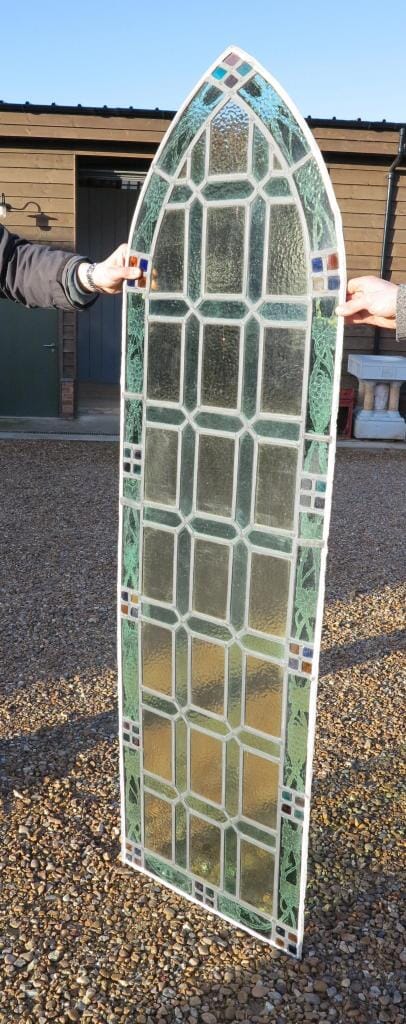 Antique Gothic Arched Stained Glass - 7189E