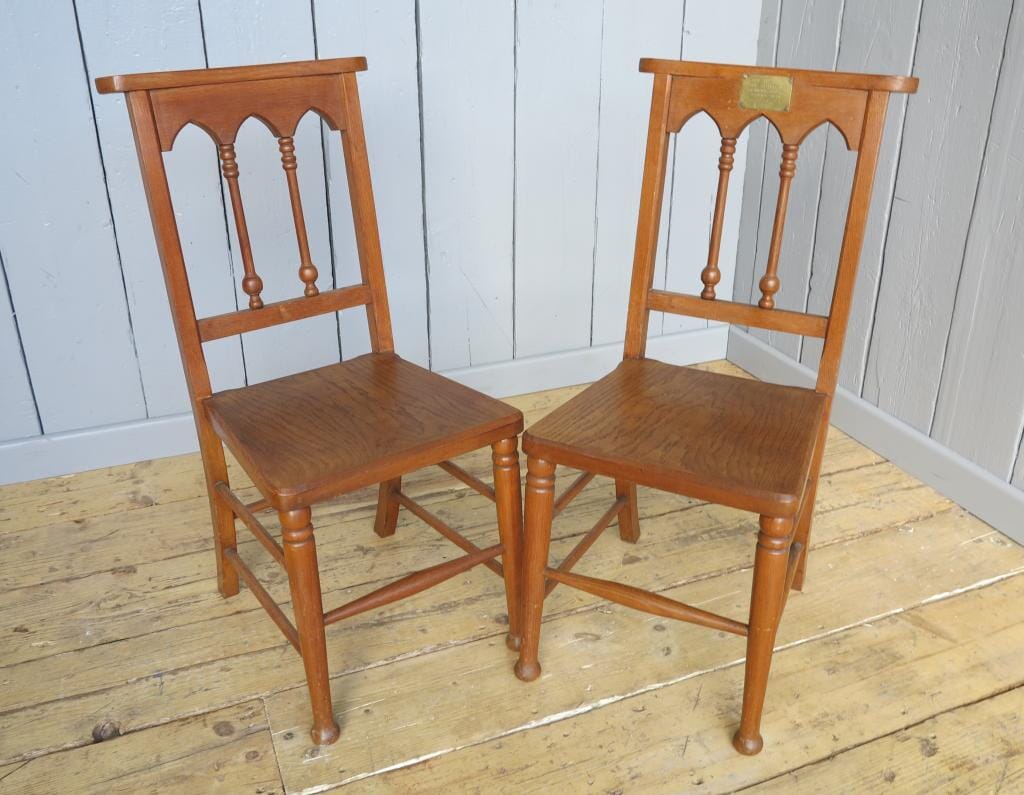 Pair of Oak Gothic Chairs - 7204